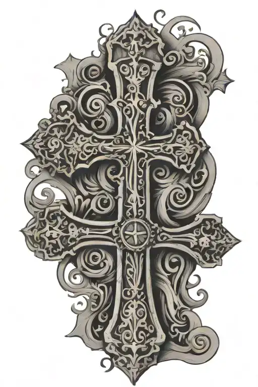 Cross With Verse Inside With Masculine Western Design Background