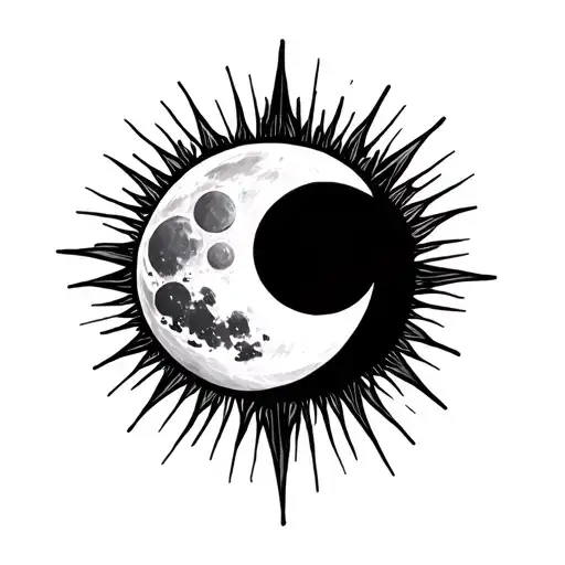 Moon And Sun Shining Energy Into A Crown