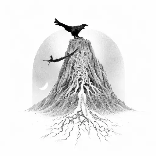 Norse World Tree With Ravens On Top