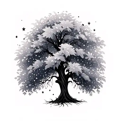 Willow Tree With Stars For Leave