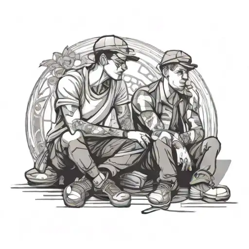 Best Friend Tattoo Men Sitting