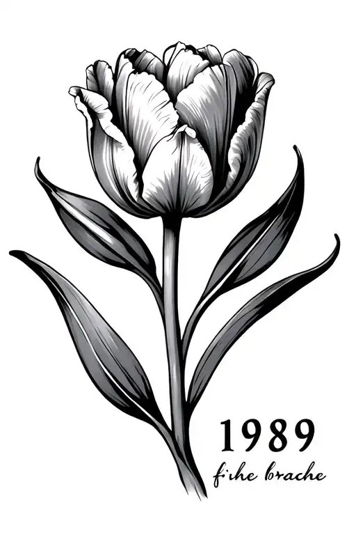 Tulip Flower With Fine Brache Plus Date 1989