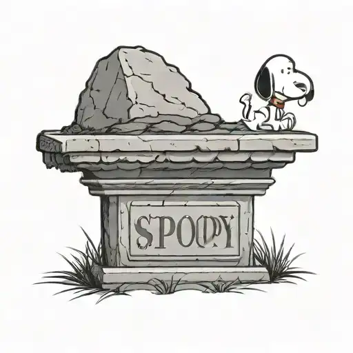 Snoopy Laying On Top Of A Head Stone