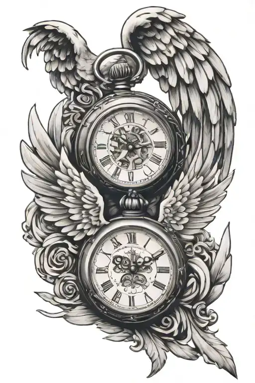 Pocket Watch Angel Wings