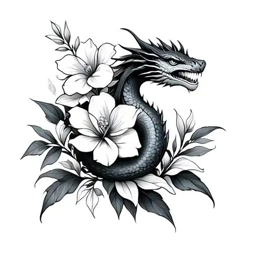 Snap Dragon And Gardenia Flower Intertwined