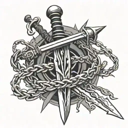 Sword Wrapped In Barbed Wire