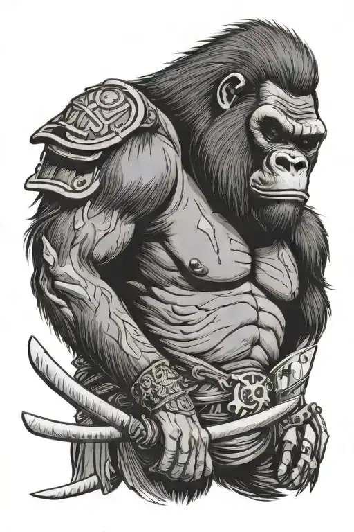 Gorilla With Samurai Mask