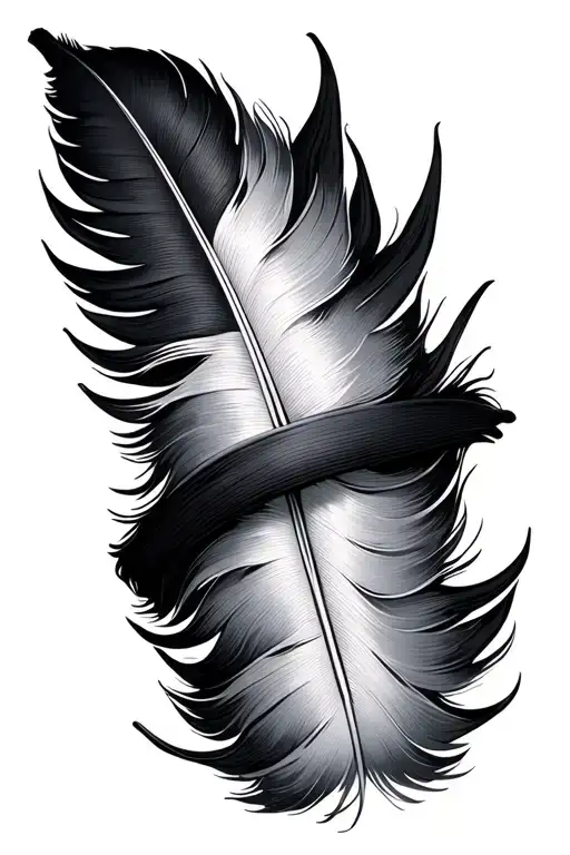 Black And Gray Feather Wrapper Around Upper Forearm