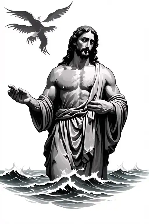 Jesus Calming The Storm On The Ocean