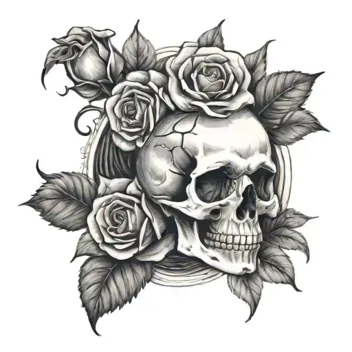 Skull And Roses Memento Mori