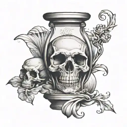 Hour Glass With Sand And Skull Inside