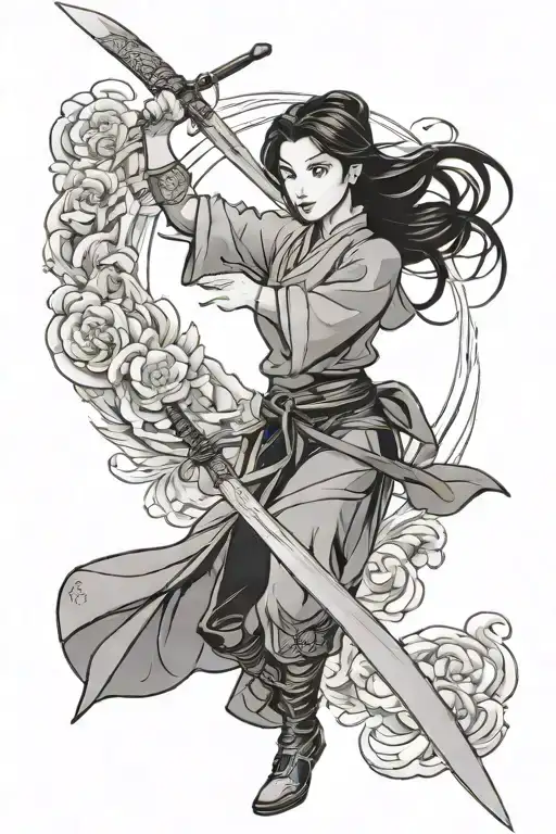 Mulan Holing A Sword
