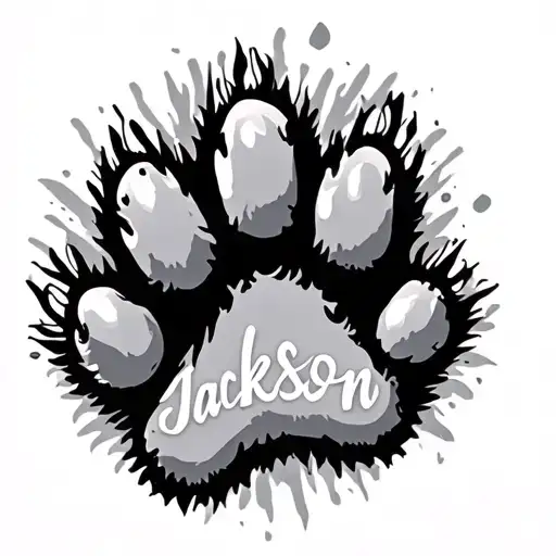 Dog Paw With Jackson Writing