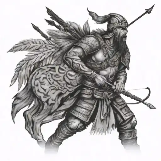 Turkic Warrior With A Bow Hunting Scene