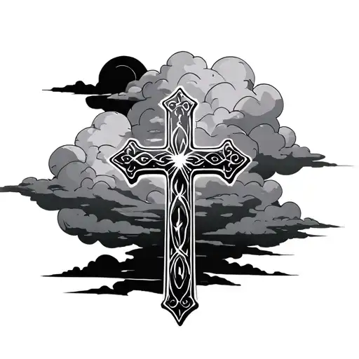 A Normal Cross With A Clouds In The Background Black
