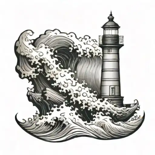 Lighthouse With Wave Crashing