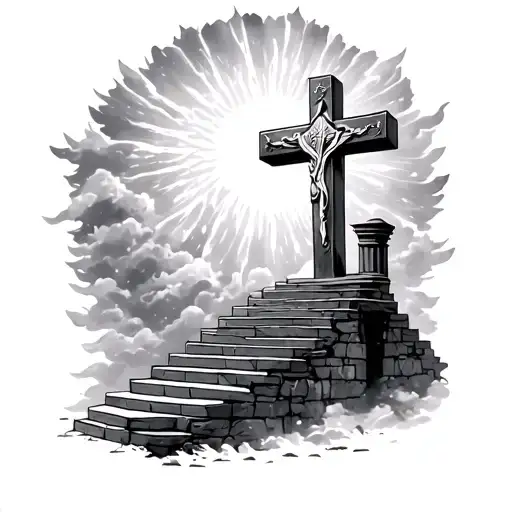 Cross With Stairs Going Into Heaven