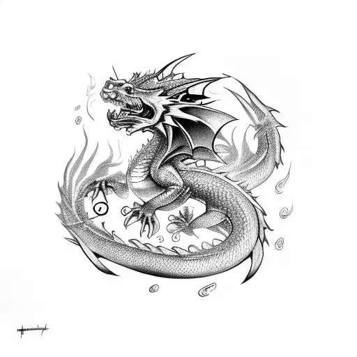 A Dragon That Catches And Lightning Around