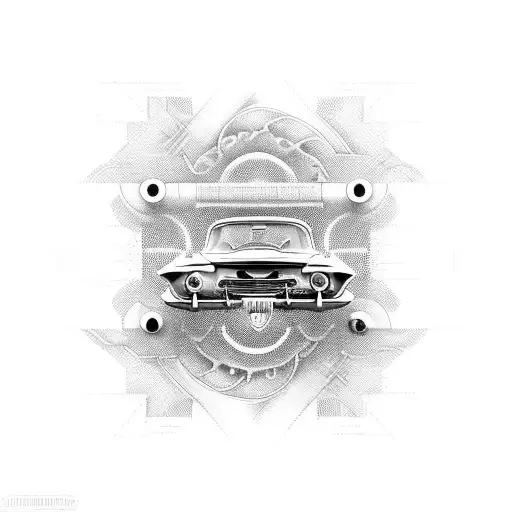Design A Tattoo Of A Vintage Car Transformed Into A Computer Code Pattern
