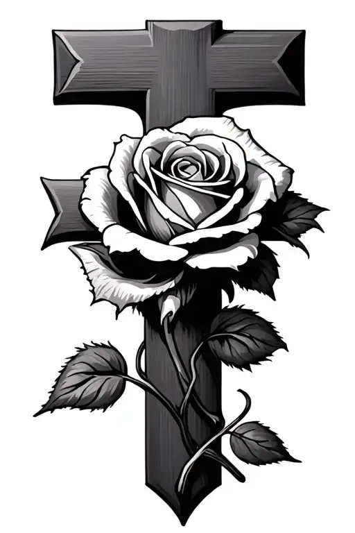 Cross With Single Rose