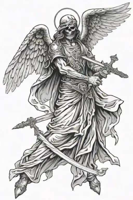 Angel Of Death With Sword And Church
