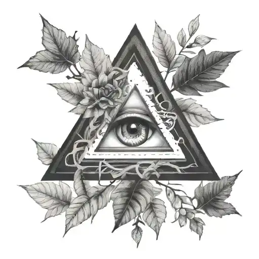 Triangle With Negative Space Eye Surrounded By Trees And Vines