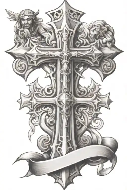 Templar Cross With Arch Angel Michael