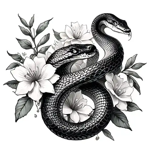 Snake And Flowers
