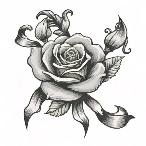 Grey Ribbon Rose Intertwined