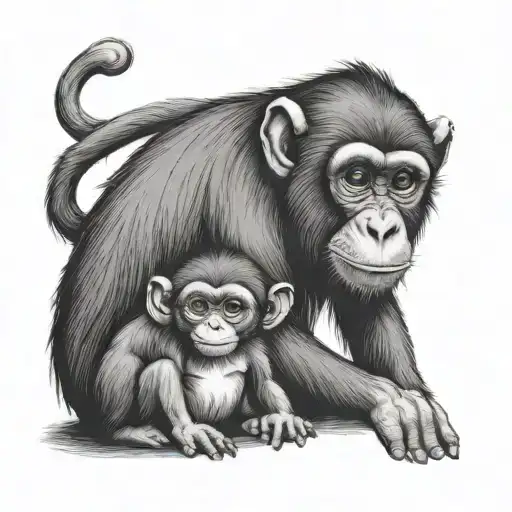 Monkey Mother And Son