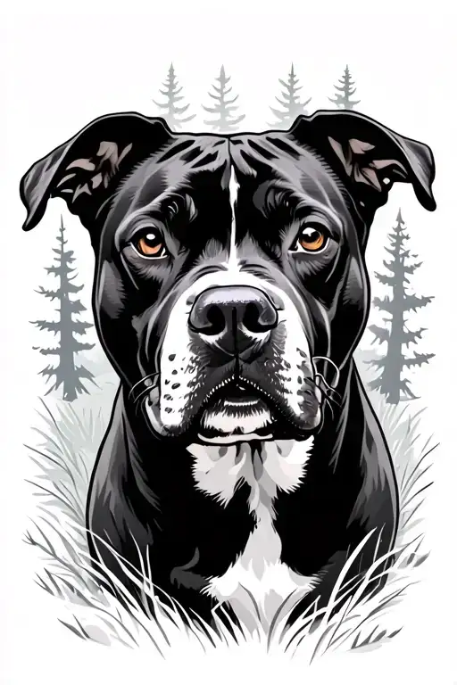 American Staffordshire Terrier Forest Path Leading