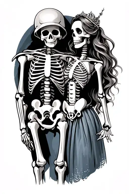 Soldier Skeleton With A Princess Skeleton
