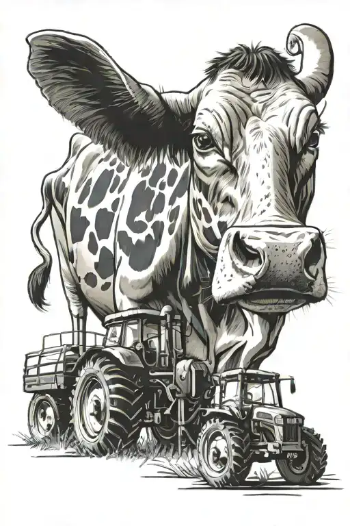 Farmer Cow And Tractor Transforming