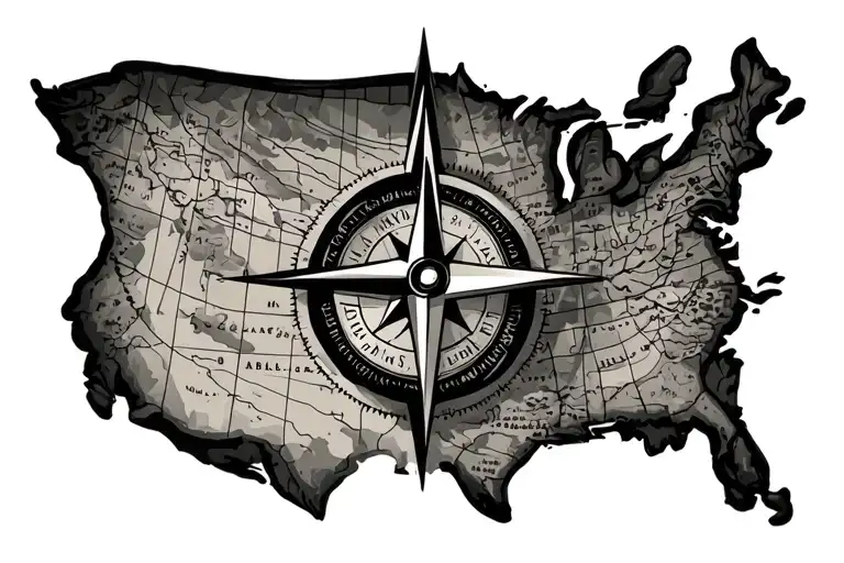Compass Over Map Outline