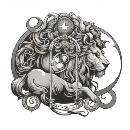 Leo Libra Symbol Intertwined With Moon And Stars