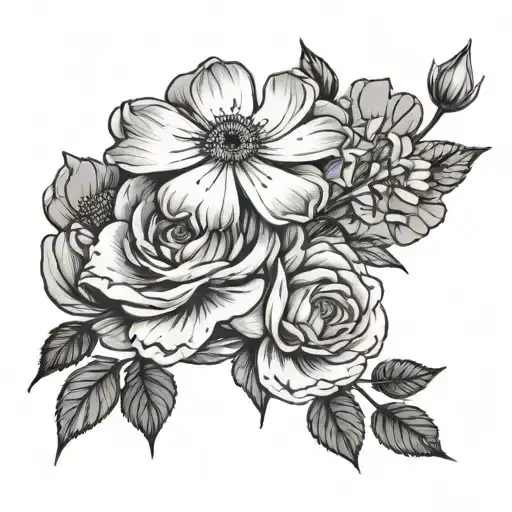 Rose And Cosmos Flower