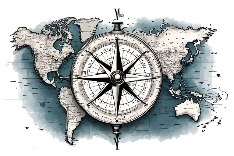 Compass Over Map Outline