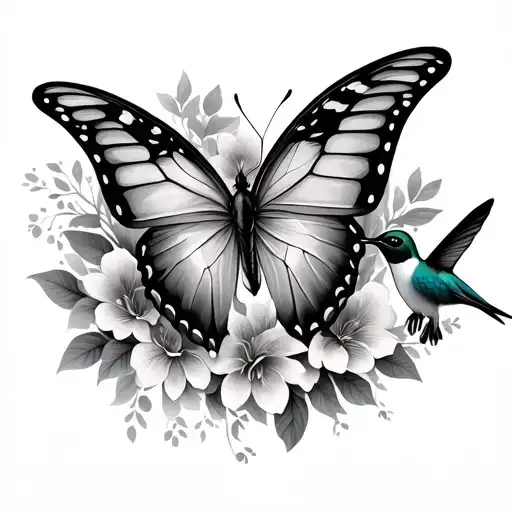 Butterfly And Hummingbird