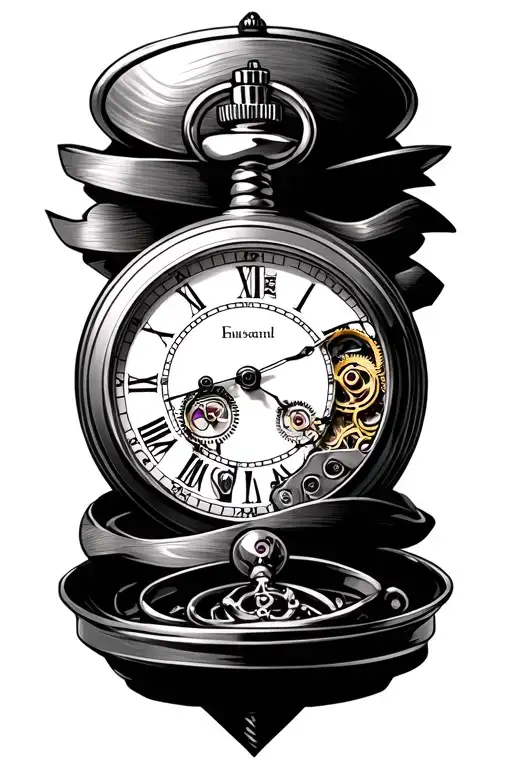 Pocket Watch Mechanism Intertwined Representing The Clients Family