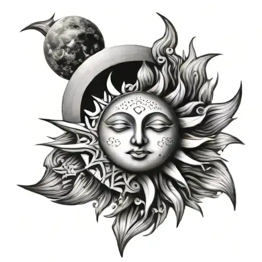 Sun And Moon Merging Together