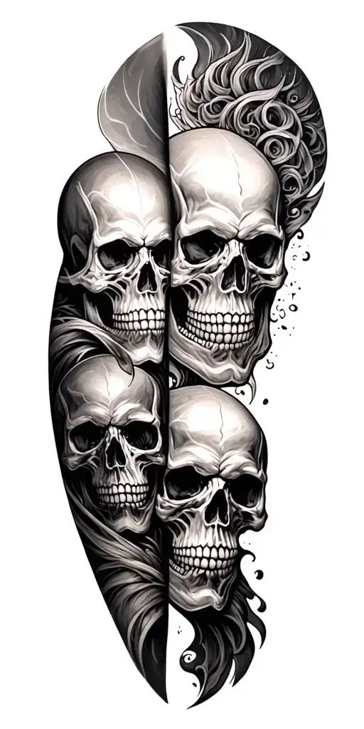 Battle Good Vs Evil Sleeve With Skulls