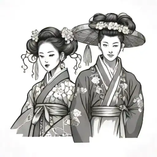Korean Hanbok Male And Female