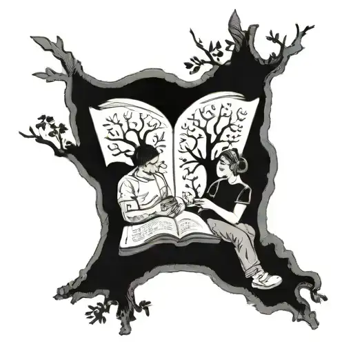 Two Readers Under Tree