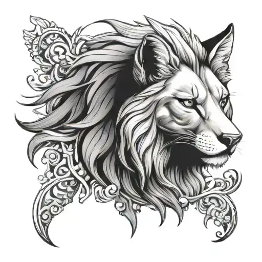 Half Fox Half Lion Head