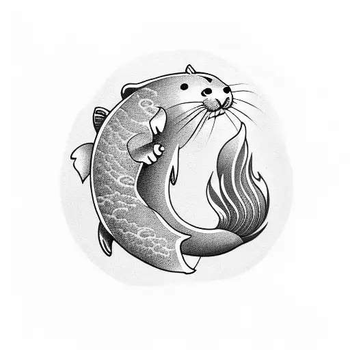 A Otter With The Tail Of A Koi Fish