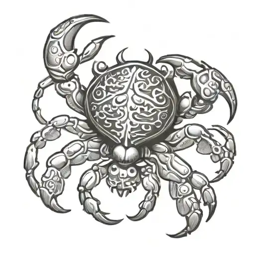 Cancer Zodiac Crab Traditional Style