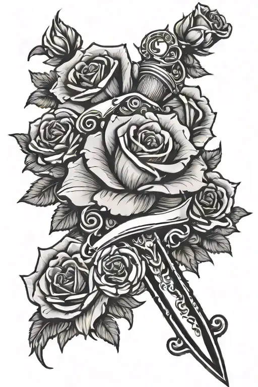 Dagger With Rose Intertwined