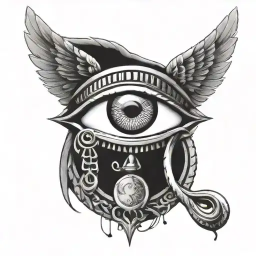 Eye Of Ra Eye With Ankh And Scarab Bettle Wings