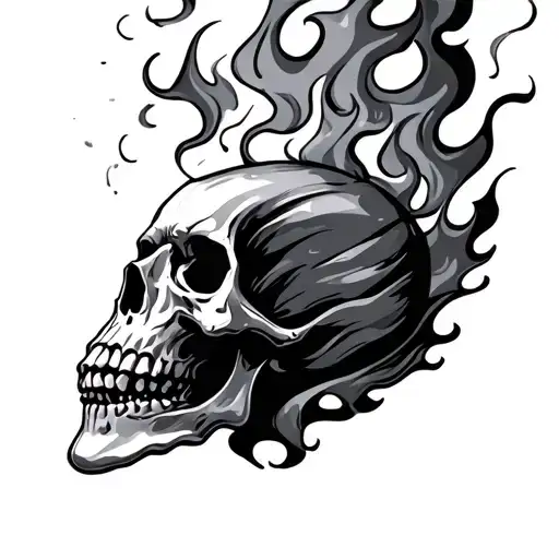Flaming Skull With Smoke
