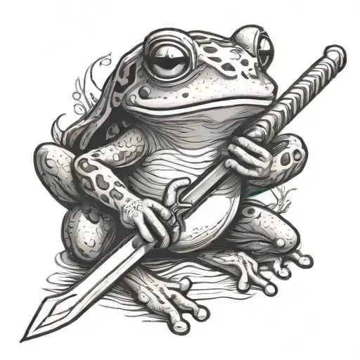 Cute Frog Holding A Sword